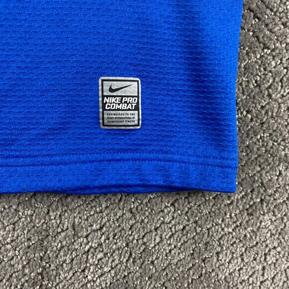 Nike Pro Combat Shirt Men's Large Hyperwarm Shield Fitted Long Sleeve Blue - Picture 4 of 14